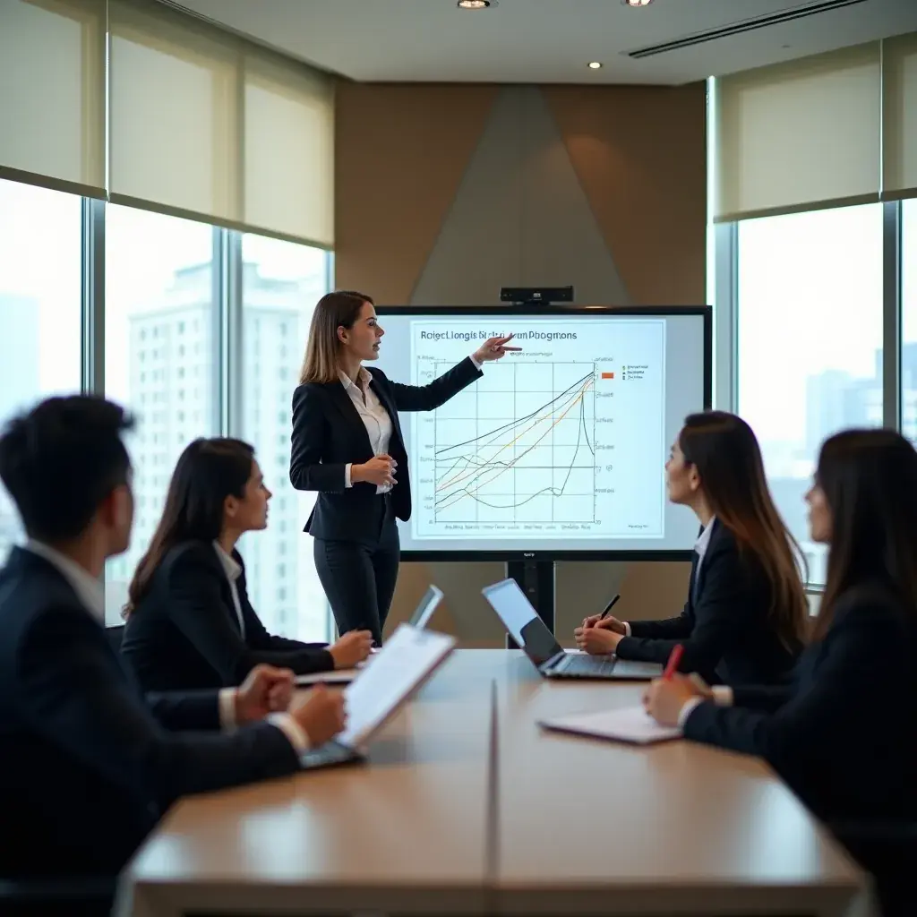 A consultant presenting findings from an AI evaluation to stakeholders.